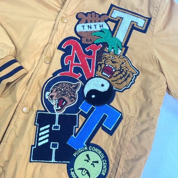 10 Deep Tenth Division Patchwork Varsity Jacket Mens Small Yellow Graphic - Picture 5 of 16